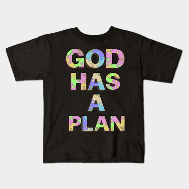 God Has a Plan blue floral T-Shirt Kids T-Shirt by  Sunrise Podium 